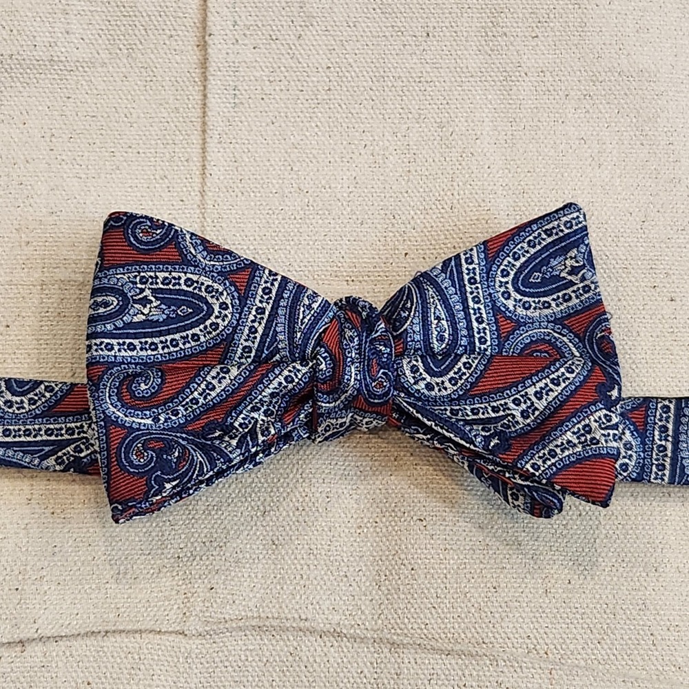Cremieux Men's Silk Bow Tie Red & Blue Paisley Pre Tied Adjustable